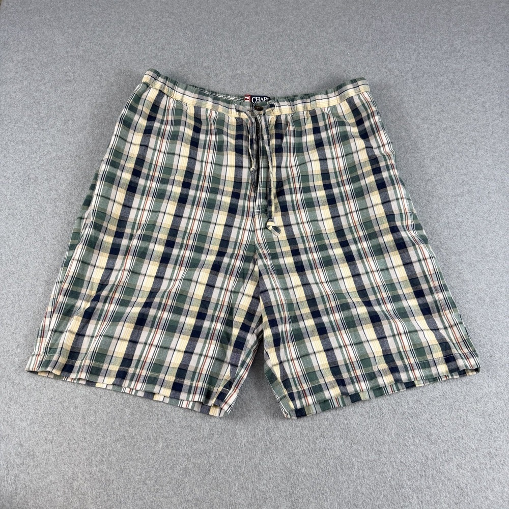 Vintage 90s Chaps Ralph Lauren Plaid Cotton Lounge Sleep Shorts XL Drawstring